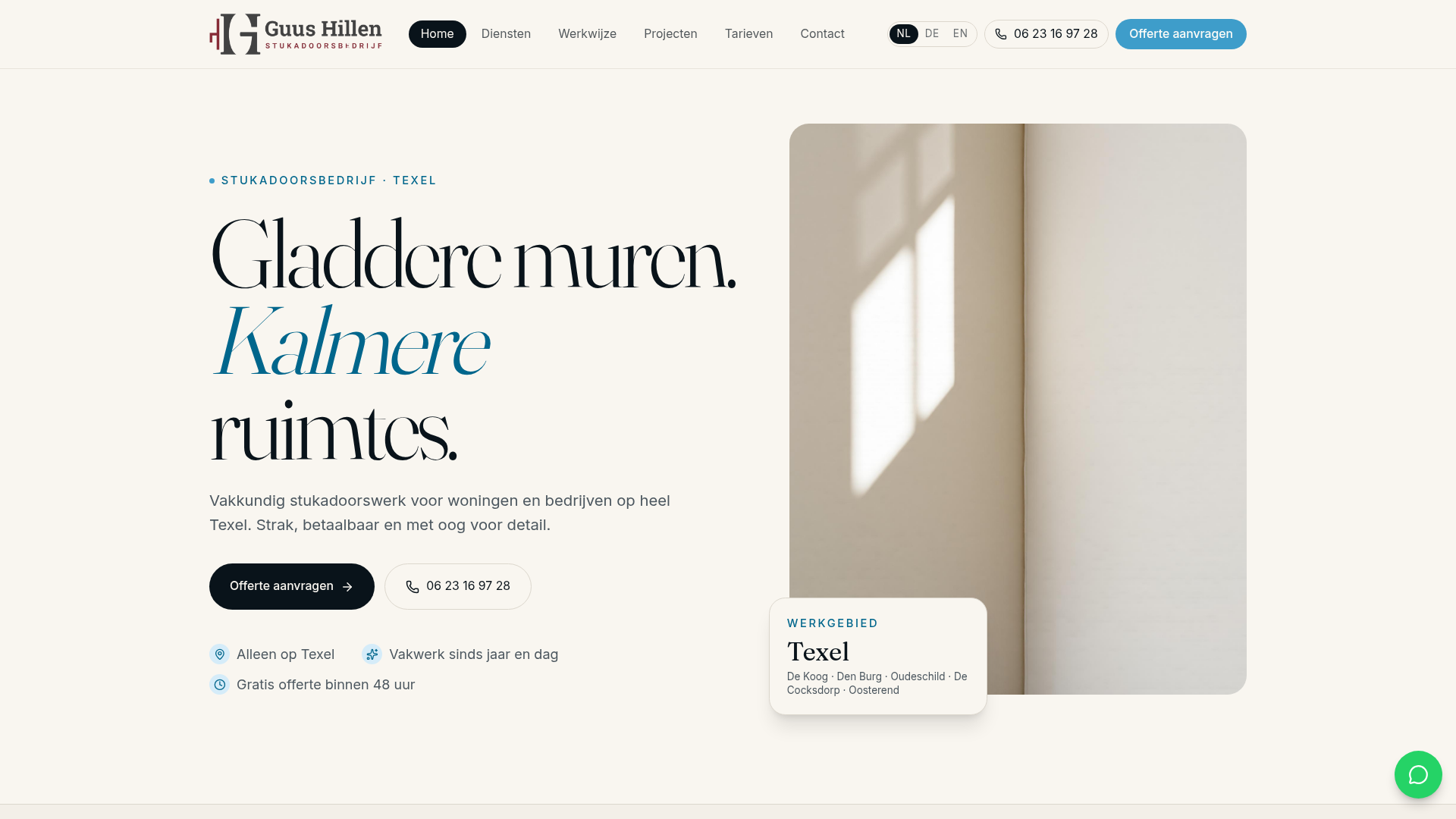 Screenshot van Stukadoorsbedrijf Texel